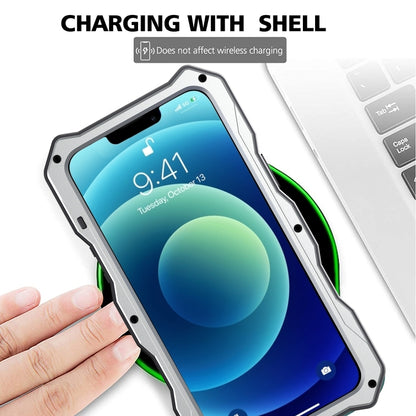 For iPhone 14 Pro Max Life Waterproof Camshield Tri-poof Metal Phone Case with Holder(Silver) - iPhone 14 Pro Max Cases by buy2fix | Online Shopping UK | buy2fix