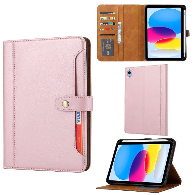 For iPad 2025 / 2022 Calf Texture Double Fold Leather Smart Tablet Case(Rose Gold) - iPad 2025 / 2022 Cases by buy2fix | Online Shopping UK | buy2fix