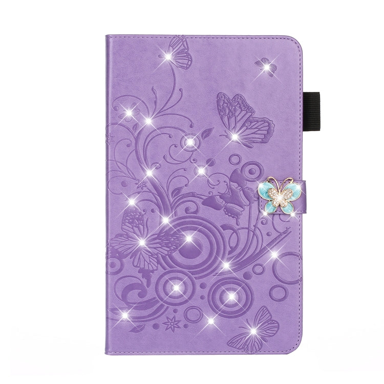 For iPad Pro 11 (2020) Diamond Encrusted Butterflies Embossing Pattern Horizontal Flip Leather Tablet Case with Holder & Card Slot(Purple) - iPad Pro 11 (2020) Cases by buy2fix | Online Shopping UK | buy2fix