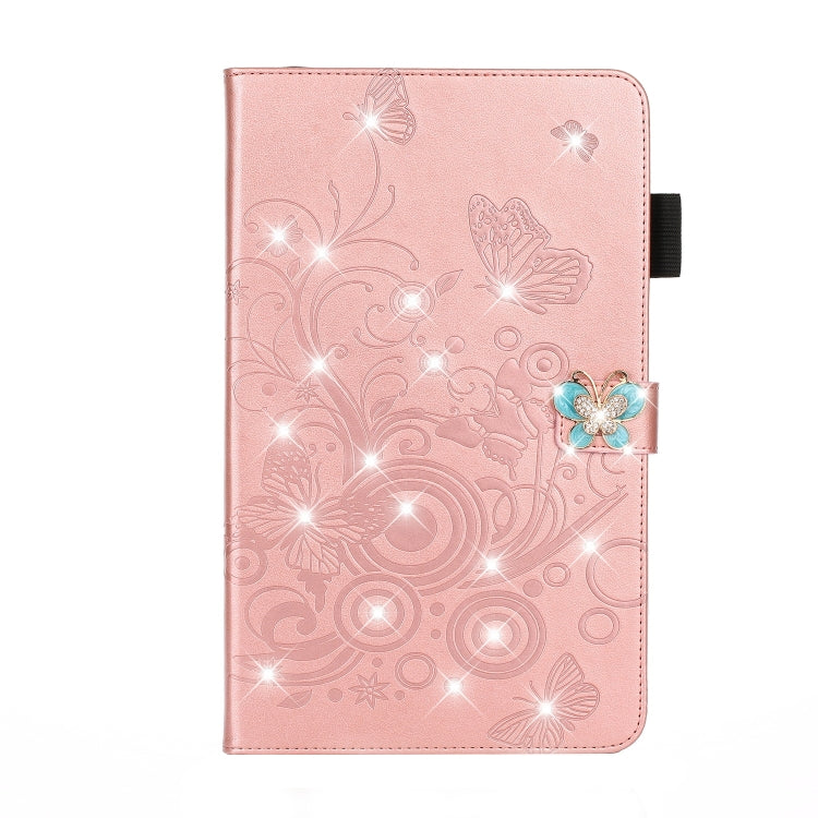For iPad Pro 11 (2020) Diamond Encrusted Butterflies Embossing Pattern Horizontal Flip Leather Tablet Case with Holder & Card Slot(Rose Gold) - iPad Pro 11 (2020) Cases by buy2fix | Online Shopping UK | buy2fix
