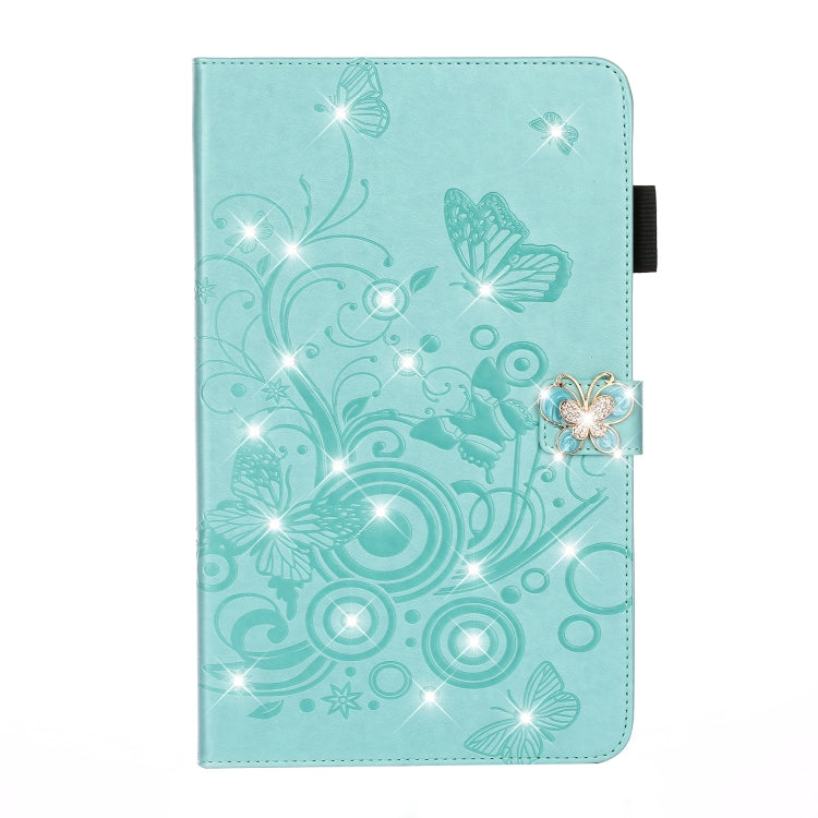 For iPad Pro 11 (2020) Diamond Encrusted Butterflies Embossing Pattern Horizontal Flip Leather Tablet Case with Holder & Card Slot(Green) - iPad Pro 11 (2020) Cases by buy2fix | Online Shopping UK | buy2fix