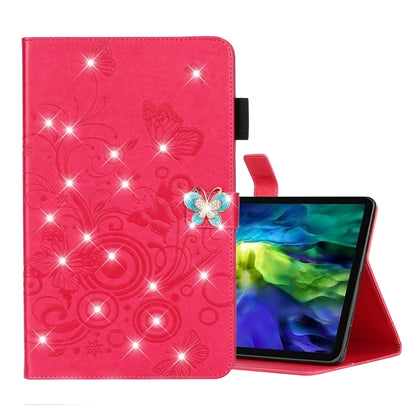 For iPad Pro 11 (2020) Diamond Encrusted Butterflies Embossing Pattern Horizontal Flip Leather Tablet Case with Holder & Card Slot(Red) - iPad Pro 11 (2020) Cases by buy2fix | Online Shopping UK | buy2fix