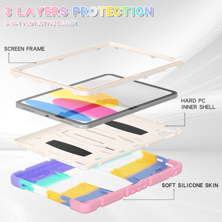 For iPad 2025 / 2022 3-Layer Protection Screen Frame + PC + Silicone Tablet Case(Colorful Pink) - iPad 2025 / 2022 Cases by buy2fix | Online Shopping UK | buy2fix