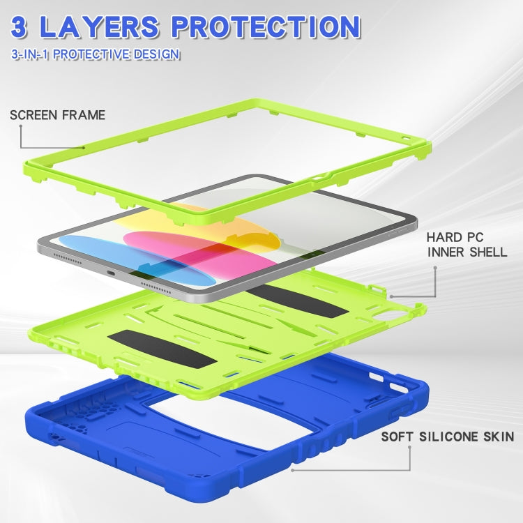 For iPad 2025 / 2022 3-Layer Protection Screen Frame + PC + Silicone Tablet Case(Blue+Lime) - iPad 2025 / 2022 Cases by buy2fix | Online Shopping UK | buy2fix