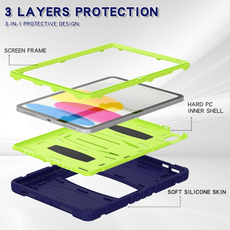 For iPad 2025 / 2022 3-Layer Protection Screen Frame + PC + Silicone Tablet Case(Navy Blue+Lime) - iPad 2025 / 2022 Cases by buy2fix | Online Shopping UK | buy2fix