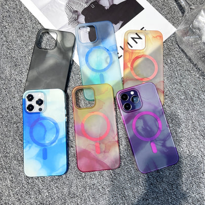 For iPhone 14 Plus MagSafe Magnetic Watercolor TPU Phone Case(Black) - iPhone 14 Plus Cases by buy2fix | Online Shopping UK | buy2fix