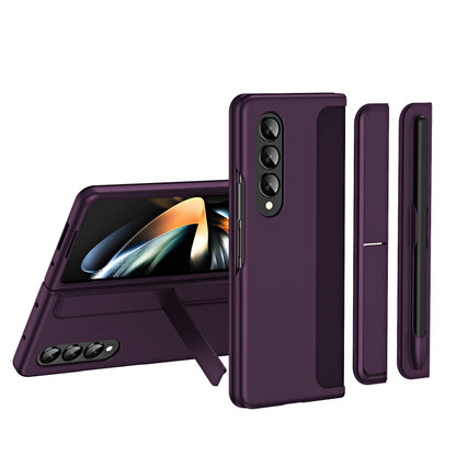 For Samsung Galaxy Z Fold3 5G 2 in 1 Detachable Holder Pen Holder Phone Case(Purple) - Galaxy Phone Cases by buy2fix | Online Shopping UK | buy2fix