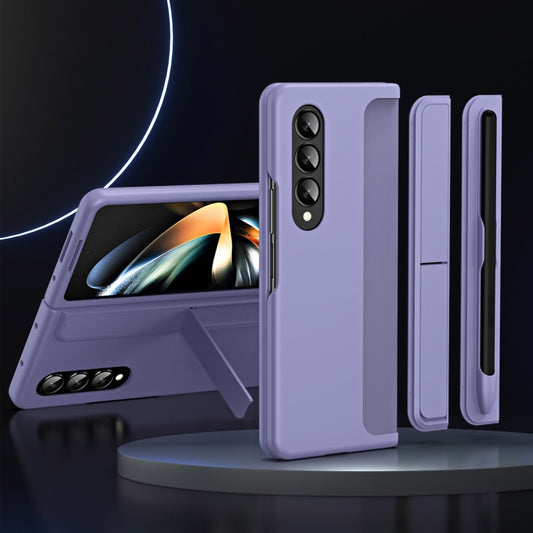 For Samsung Galaxy Z Fold4 2 in 1 Detachable Holder Pen Holder Phone Case(Lavender) - Galaxy Z Fold4 5G Cases by buy2fix | Online Shopping UK | buy2fix