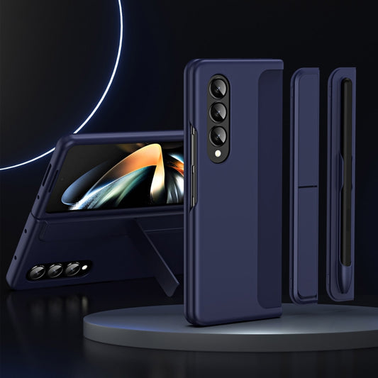 For Samsung Galaxy Z Fold4 2 in 1 Detachable Holder Pen Holder Phone Case(Blue) - Galaxy Z Fold4 5G Cases by buy2fix | Online Shopping UK | buy2fix