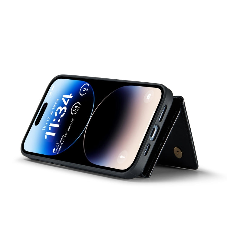 For iPhone 14 Pro DG.MING M3 Series Glitter Powder Card Bag Leather Case(Black) by DG.MING