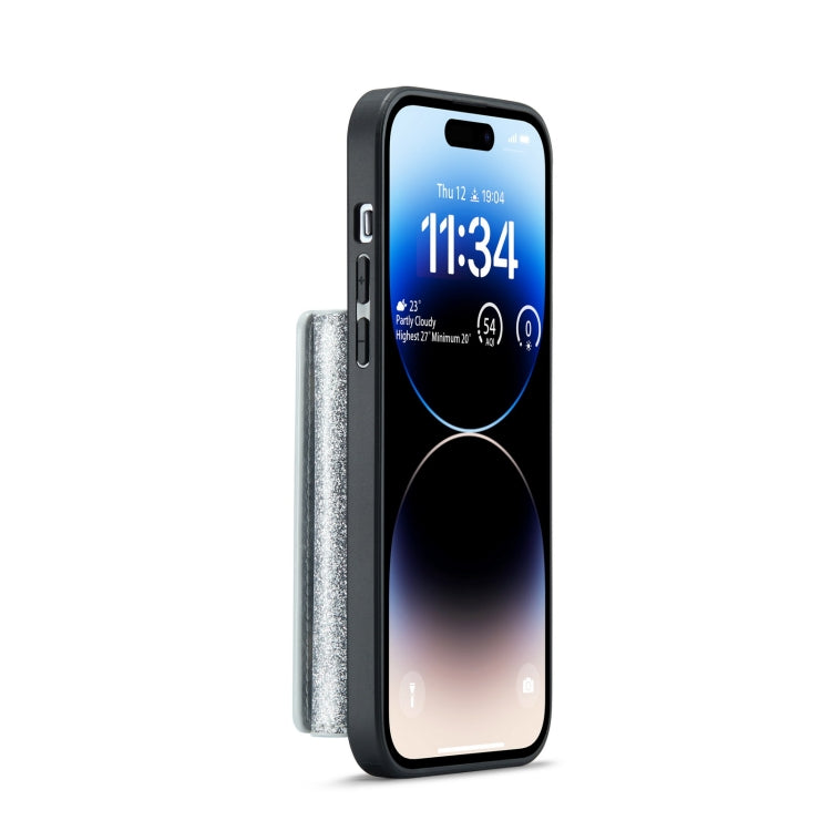 For iPhone 14 Pro DG.MING M3 Series Glitter Powder Card Bag Leather Case(Silver) by DG.MING