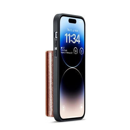 For iPhone 14 Pro DG.MING M3 Series Glitter Powder Card Bag Leather Case(Rose Gold) by DG.MING