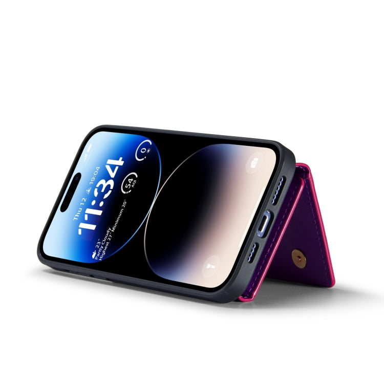 For iPhone 14 Pro DG.MING M3 Series Glitter Powder Card Bag Leather Case(Dark Purple) by DG.MING