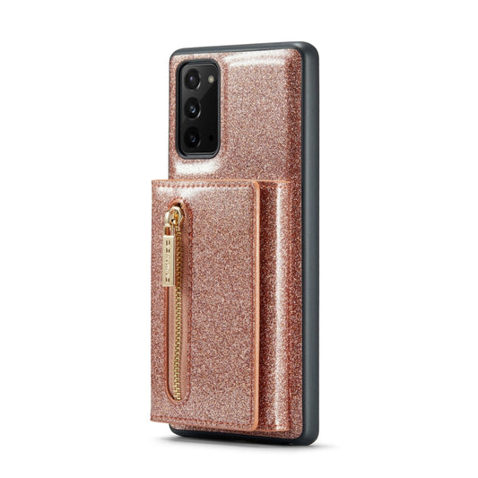 For Samsung Galaxy Note20 DG.MING M3 Series Glitter Powder Card Bag Leather Case(Rose Gold) by DG.MING