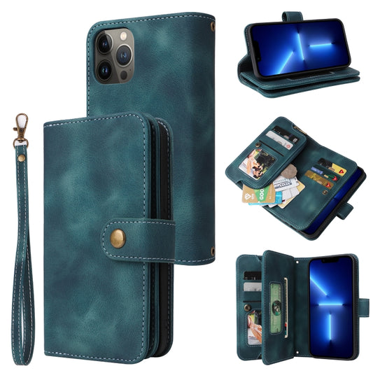 For iPhone 11 Multifunctional Card Slot Zipper Wallet Flip Leather Phone Case(Blue) - iPhone 11 Cases by buy2fix | Online Shopping UK | buy2fix
