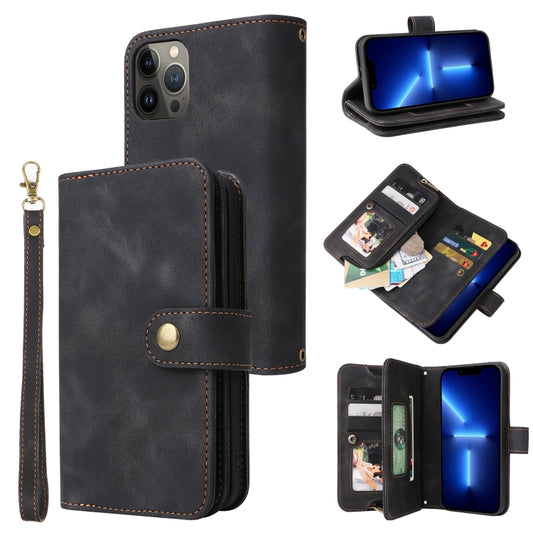 For iPhone 12 mini Multifunctional Card Slot Zipper Wallet Flip Leather Phone Case(Black) - iPhone 12 mini Cases by buy2fix | Online Shopping UK | buy2fix
