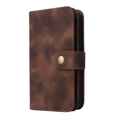 For iPhone 12 Multifunctional Card Slot Zipper Wallet Flip Leather Phone Case(Brown) - iPhone 12 / 12 Pro Cases by buy2fix | Online Shopping UK | buy2fix