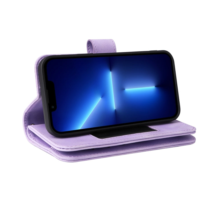 For iPhone 13 Pro Multifunctional Card Slot Zipper Wallet Flip Leather Phone Case(Purple) - iPhone 13 Pro Cases by buy2fix | Online Shopping UK | buy2fix