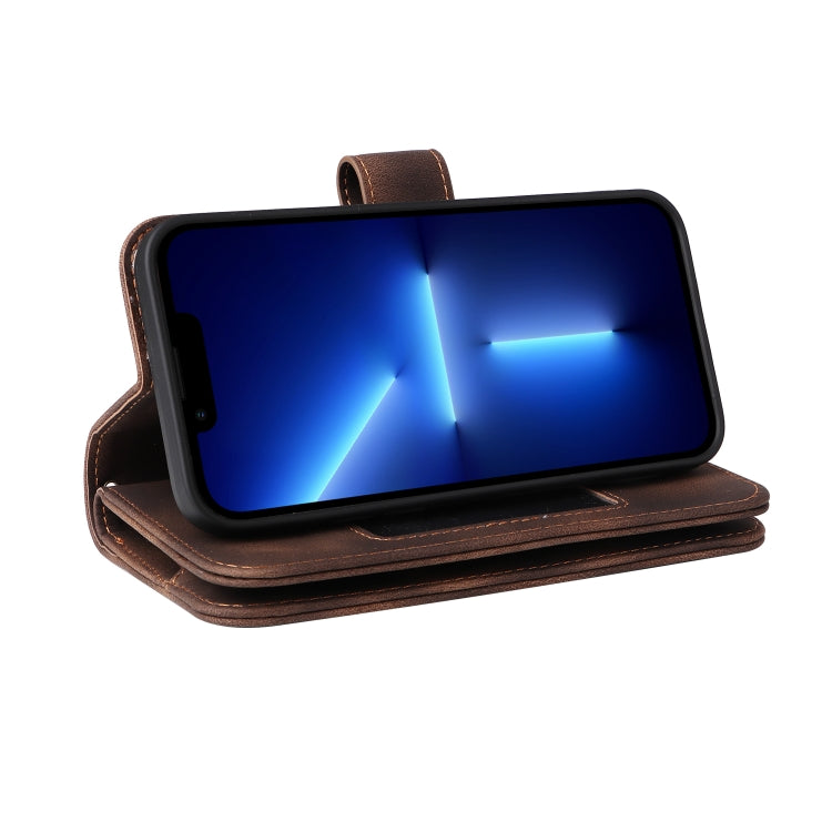 For iPhone 13 Pro Max Multifunctional Card Slot Zipper Wallet Flip Leather Phone Case(Brown) - iPhone 13 Pro Max Cases by buy2fix | Online Shopping UK | buy2fix