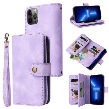 For iPhone 14 Pro Max Multifunctional Card Slot Zipper Wallet Flip Leather Phone Case(Purple) - iPhone 14 Pro Max Cases by buy2fix | Online Shopping UK | buy2fix