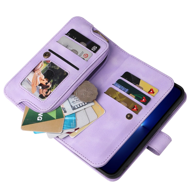 For iPhone 14 Pro Max Multifunctional Card Slot Zipper Wallet Flip Leather Phone Case(Purple) - iPhone 14 Pro Max Cases by buy2fix | Online Shopping UK | buy2fix