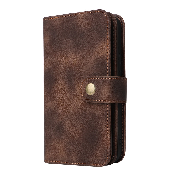 For iPhone 14 Plus Multifunctional Card Slot Zipper Wallet Flip Leather Phone Case(Brown) - iPhone 14 Plus Cases by buy2fix | Online Shopping UK | buy2fix