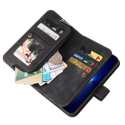 For iPhone 14 Multifunctional Card Slot Zipper Wallet Flip Leather Phone Case(Black) - iPhone 14 Cases by buy2fix | Online Shopping UK | buy2fix