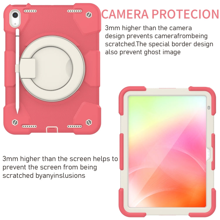 For iPad 2025 / 2022 360 Rotation PC+Silicone Tablet Case(Begonia Red) - iPad 2025 / 2022 Cases by buy2fix | Online Shopping UK | buy2fix