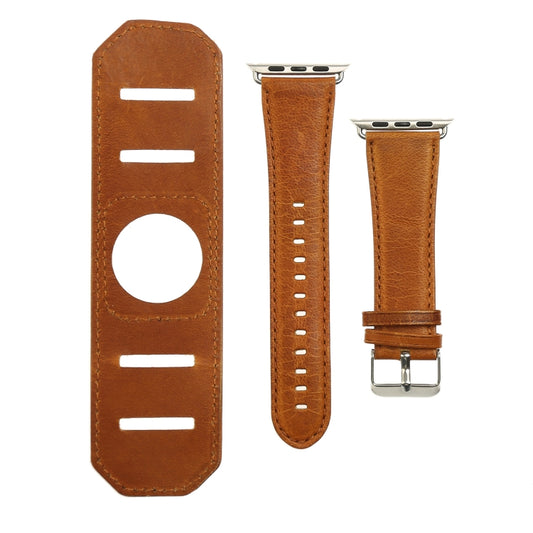 For Apple Watch 5 & 4 40mm / 3 & 2 & 1 38mm Crazy Horse Texture Bracelet Watch Band(Light Brown) by buy2fix