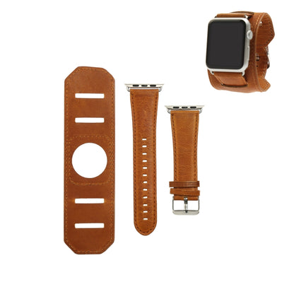 For Apple Watch 5 & 4 44mm / 3 & 2 & 1 42mm Crazy Horse Texture Bracelet Watch Band(Light Brown) - Watch Bands by buy2fix | Online Shopping UK | buy2fix