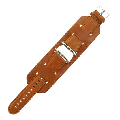 For Apple Watch 5 & 4 44mm / 3 & 2 & 1 42mm Crazy Horse Texture Bracelet Watch Band(Light Brown) - Watch Bands by buy2fix | Online Shopping UK | buy2fix