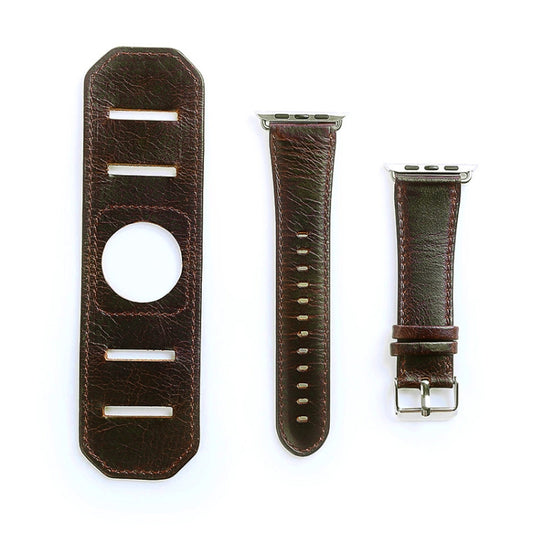 For Apple Watch 5 & 4 44mm / 3 & 2 & 1 42mm Crazy Horse Texture Bracelet Watch Band(Dark Brown) by buy2fix
