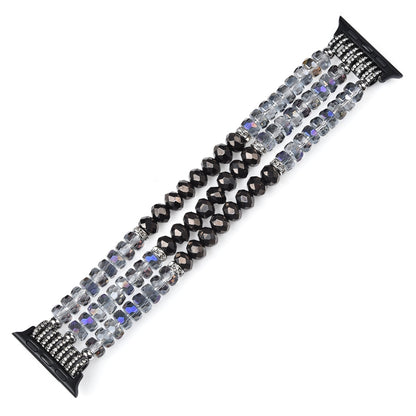 For Apple Watch 5 & 4 40mm / 3 & 2 & 1 38mm Pearl Crystal Watch Band(Crystal Grey) - Watch Bands by buy2fix | Online Shopping UK | buy2fix