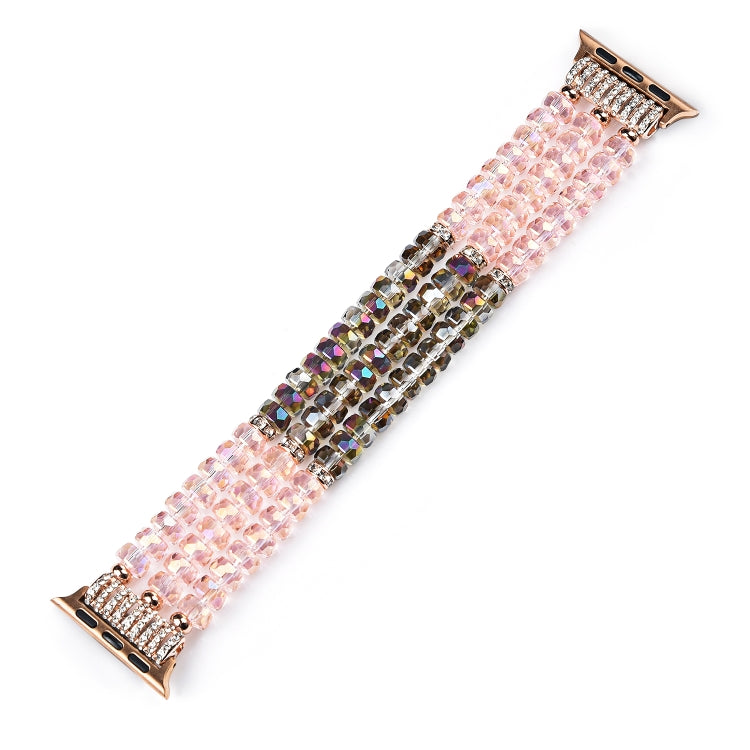 For Apple Watch 5 & 4 44mm / 3 & 2 & 1 42mm Pearl Crystal Watch Band(Crystal Pink) - Watch Bands by buy2fix | Online Shopping UK | buy2fix