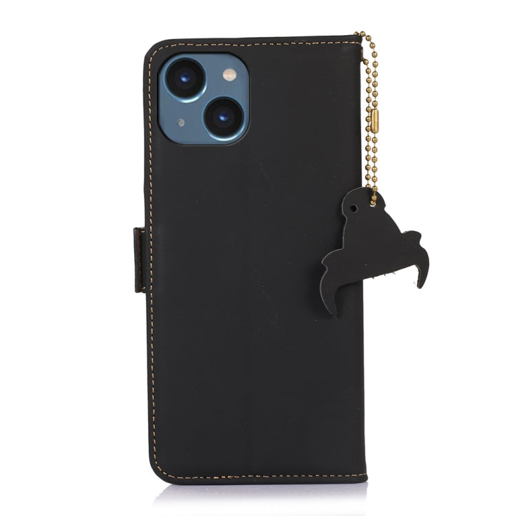 For iPhone 14 Plus Genuine Leather Magnetic RFID Leather Phone Case(Black) - iPhone 14 Plus Cases by buy2fix | Online Shopping UK | buy2fix