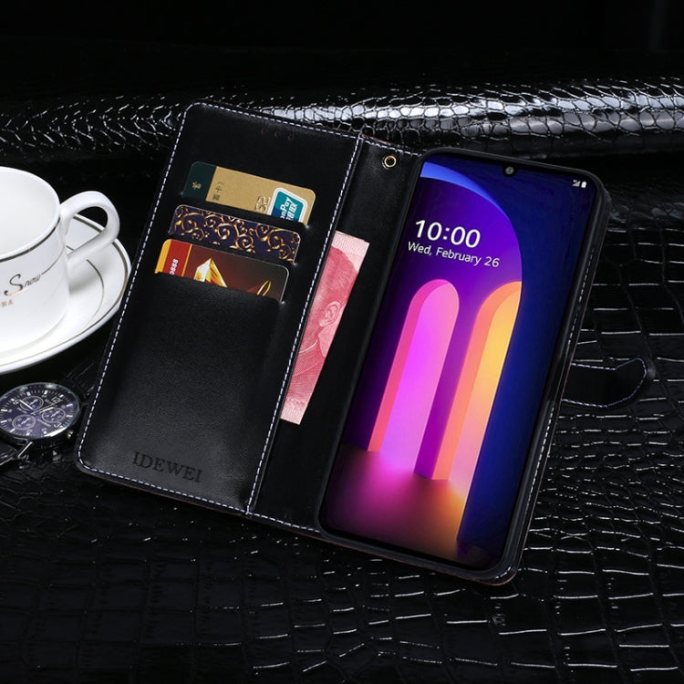 For LG V60 ThinQ idewei Crocodile Texture Horizontal Flip Leather Case with Holder & Card Slots & Wallet(Black) - LG Cases by idewei | Online Shopping UK | buy2fix