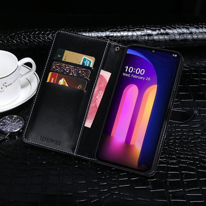For LG V60 ThinQ idewei Crocodile Texture Horizontal Flip Leather Case with Holder & Card Slots & Wallet(Black) - LG Cases by idewei | Online Shopping UK | buy2fix