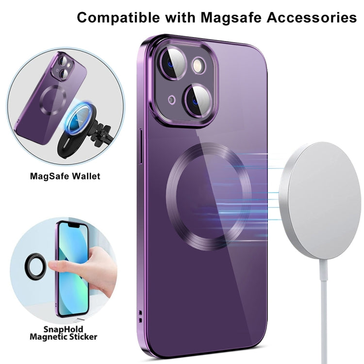 For iPhone 14 Electroplating MagSafe TPU Phone Case with Lens Film(Black) - iPhone 14 Cases by buy2fix | Online Shopping UK | buy2fix