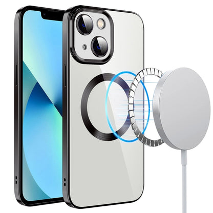 For iPhone 14 Plus Electroplating MagSafe TPU Phone Case with Lens Film(Black) - iPhone 14 Plus Cases by buy2fix | Online Shopping UK | buy2fix