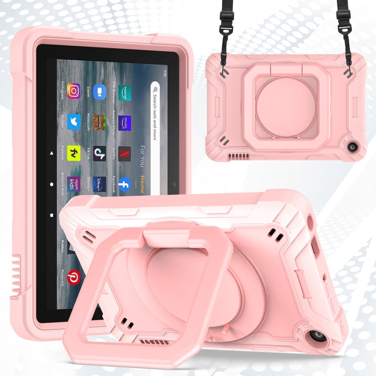For Amazon Kindle Fire 7 2022 Silicone + PC Bracelet Holder Tablet Case(Rose Gold) - Amazon by buy2fix | Online Shopping UK | buy2fix