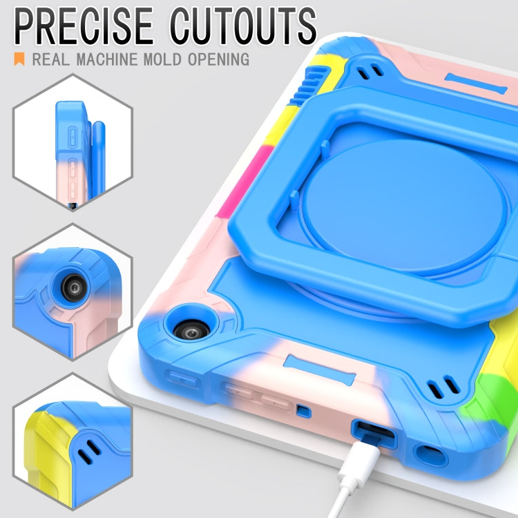 For Amazon Kindle Fire 7 2022 Silicone + PC Bracelet Holder Tablet Case(Camouflage + Blue) - Amazon by buy2fix | Online Shopping UK | buy2fix