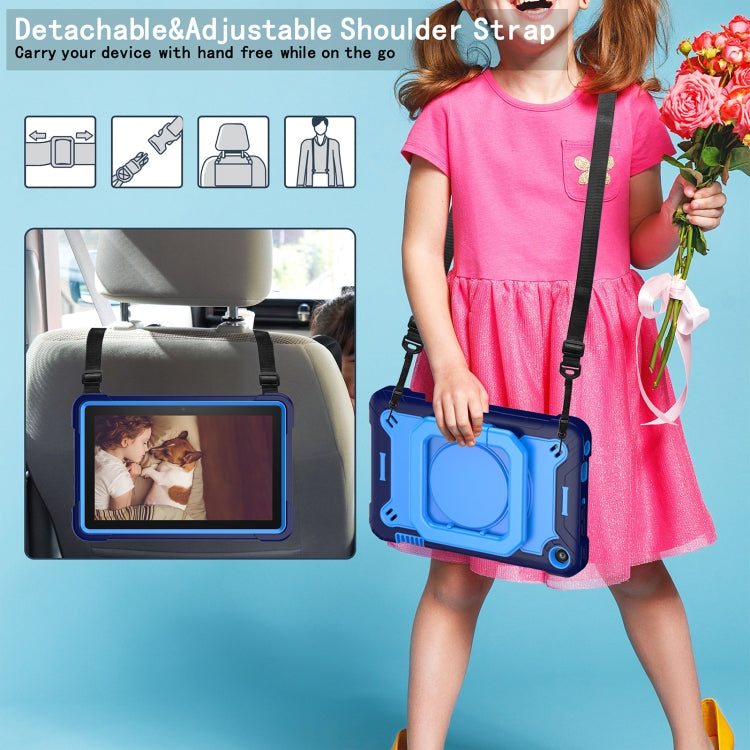 For Amazon Kindle Fire 7 2022 Silicone + PC Bracelet Holder Tablet Case(Navy Blue + Blue) - Amazon by buy2fix | Online Shopping UK | buy2fix