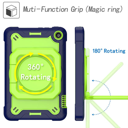 For Amazon Kindle Fire 7 2022 Silicone + PC Bracelet Holder Tablet Case(Navy Blue + Yellow Green) - Amazon by buy2fix | Online Shopping UK | buy2fix