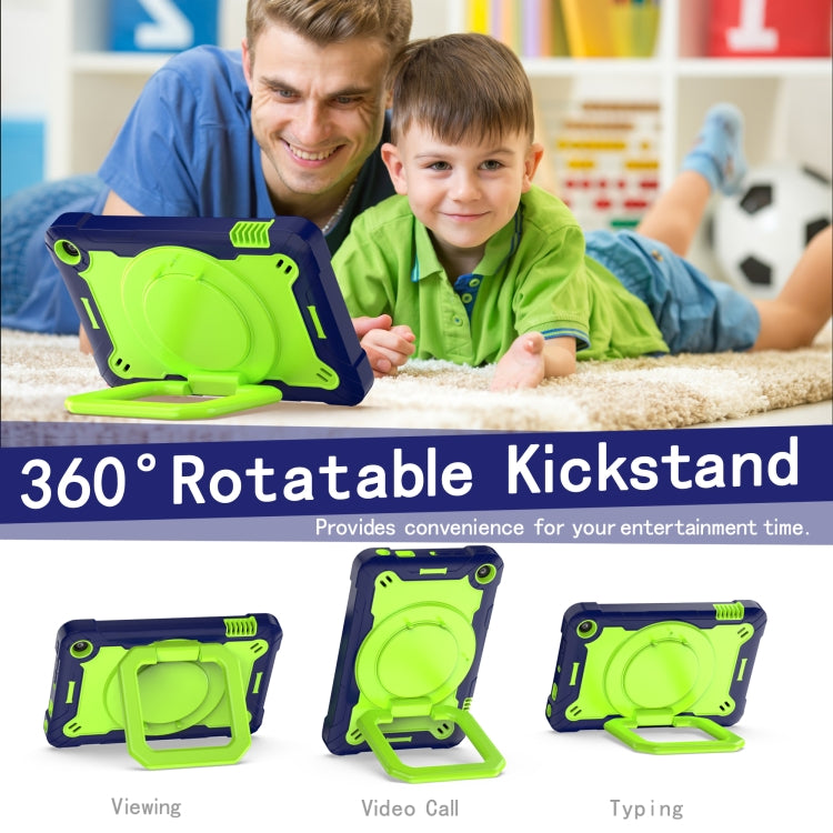 For Amazon Kindle Fire 7 2022 Silicone + PC Bracelet Holder Tablet Case(Navy Blue + Yellow Green) - Amazon by buy2fix | Online Shopping UK | buy2fix