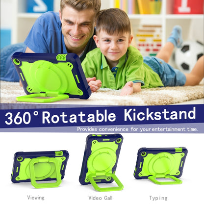 For Amazon Kindle Fire 7 2022 Silicone + PC Bracelet Holder Tablet Case(Navy Blue + Yellow Green) - Amazon by buy2fix | Online Shopping UK | buy2fix