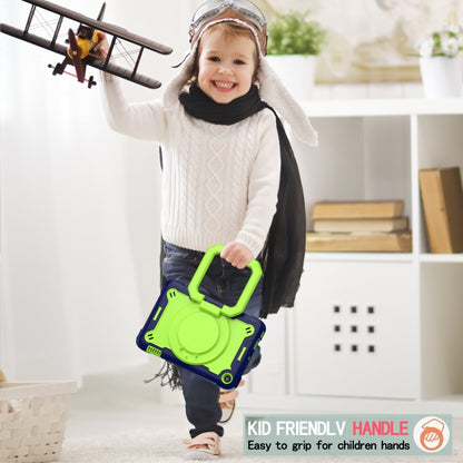 For Amazon Kindle Fire 7 2022 Silicone + PC Bracelet Holder Tablet Case(Navy Blue + Yellow Green) - Amazon by buy2fix | Online Shopping UK | buy2fix