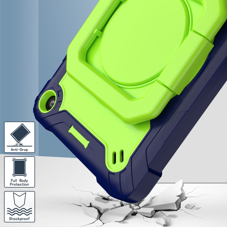 For Amazon Kindle Fire 7 2022 Silicone + PC Bracelet Holder Tablet Case(Navy Blue + Yellow Green) - Amazon by buy2fix | Online Shopping UK | buy2fix