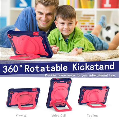 For Amazon Kindle Fire 7 2022 Silicone + PC Bracelet Holder Tablet Case(Navy Blue + Rose Red) - Amazon by buy2fix | Online Shopping UK | buy2fix