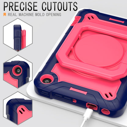 For Amazon Kindle Fire 7 2022 Silicone + PC Bracelet Holder Tablet Case(Navy Blue + Rose Red) - Amazon by buy2fix | Online Shopping UK | buy2fix