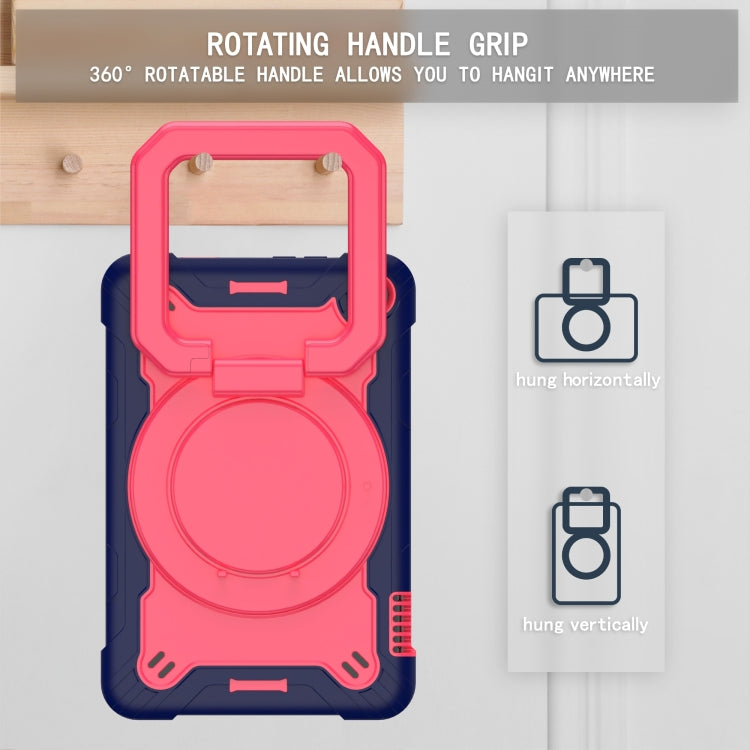 For Amazon Kindle Fire 7 2022 Silicone + PC Bracelet Holder Tablet Case(Navy Blue + Rose Red) - Amazon by buy2fix | Online Shopping UK | buy2fix